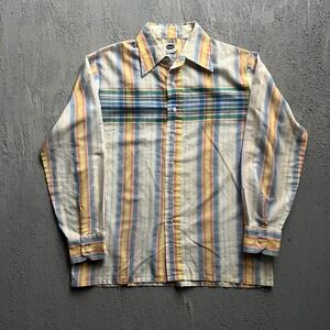 Vintage Mohawk Button Up Shirt Large Multi Color 1970s Striped Plaid